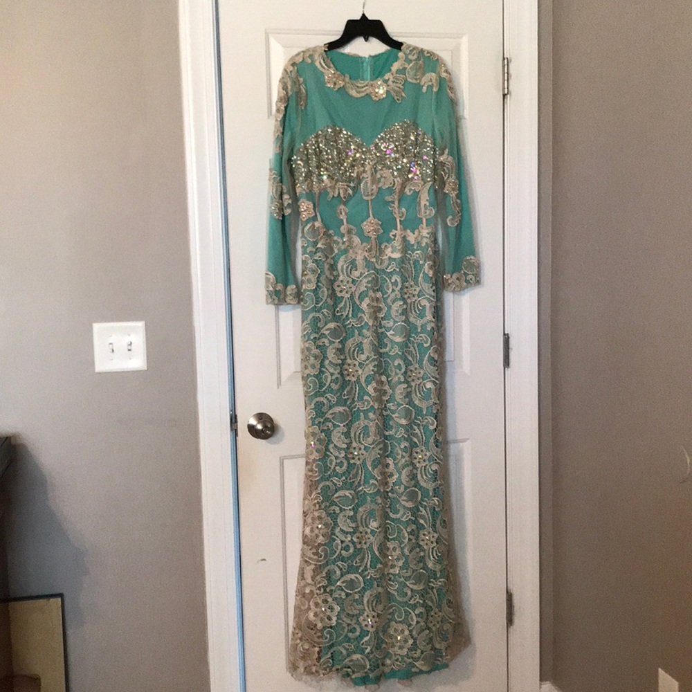 Modest long sleeve evening dress